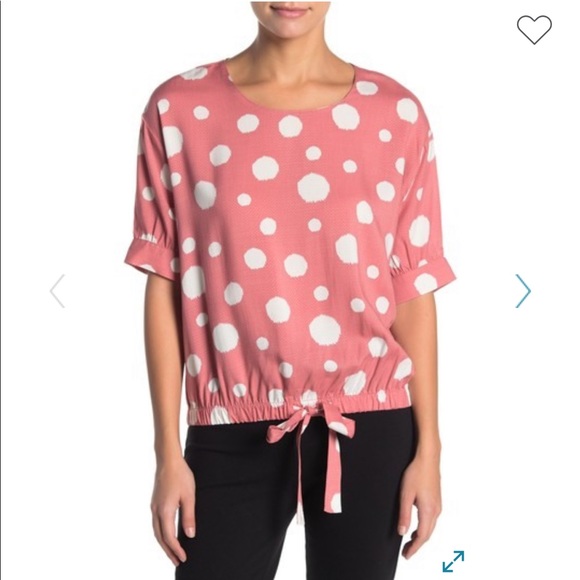 Nordstrom Tops - Melloday | Polka Dot Drawstring Hem Blouse Mauve